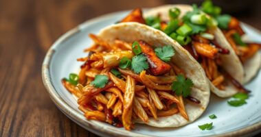 asian spiced jackfruit tacos