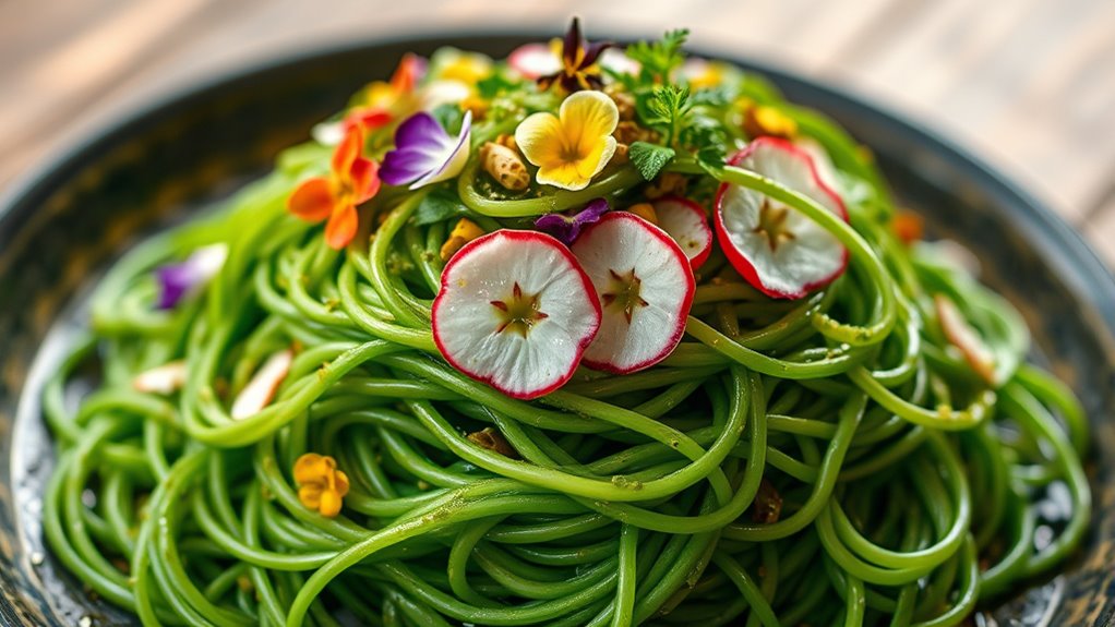green soba duckweed pesto