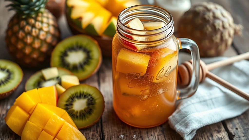 homemade tropical kombucha fermentation