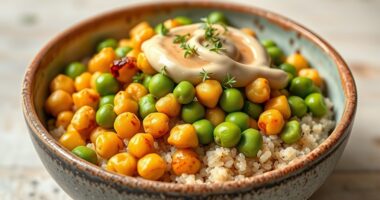 vegetarian chickpea edamame bowl