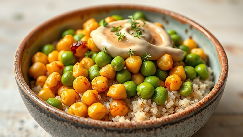 vegetarian chickpea edamame bowl