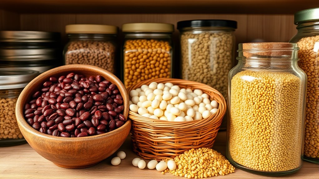 whole grain and legume staples