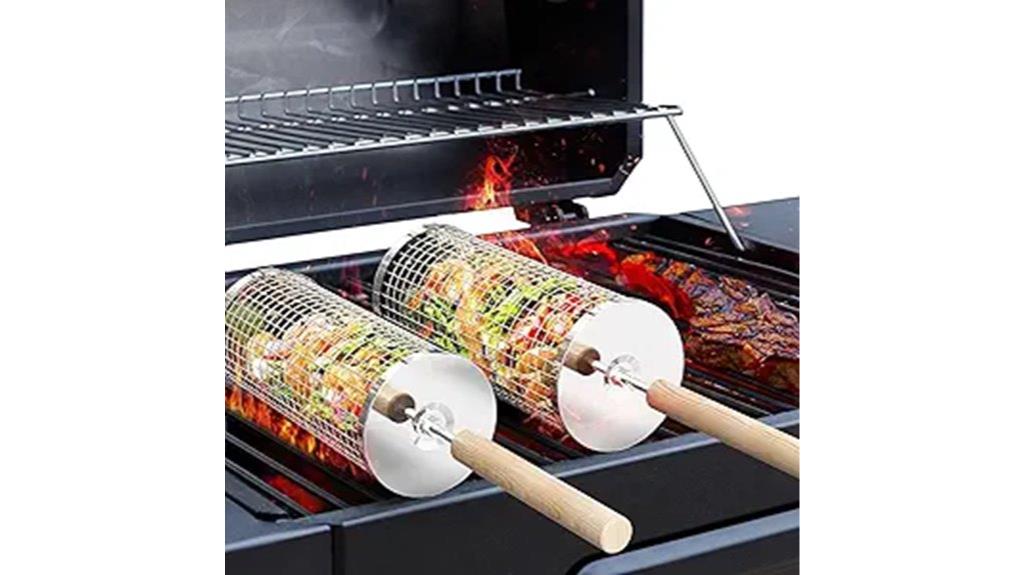 outdoor grilling with basket