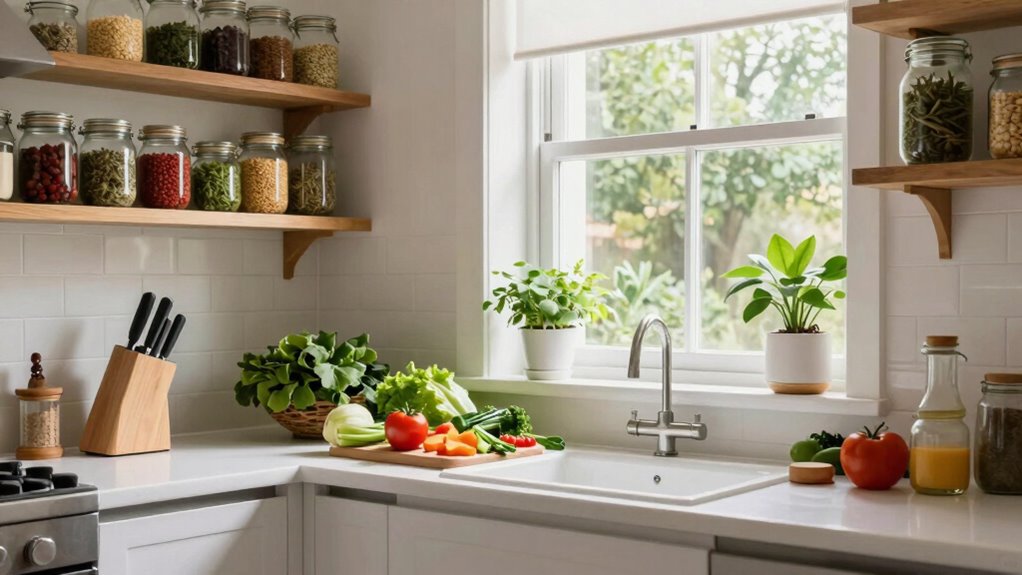 organized vegan kitchen system